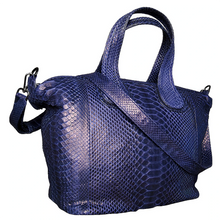 Load image into Gallery viewer, Blue Leather Nightingale Tote Bag
