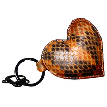 Cargar imagen en el visor de la galería, Brown Multicolor Leather Heart Key Holder and Charm