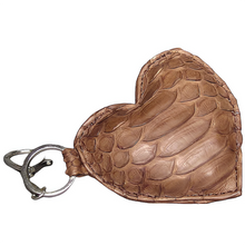 Cargar imagen en el visor de la galería, Brown Leather Heart Key Holder and Charm