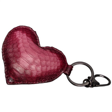 Cargar imagen en el visor de la galería, Burgundy Leather Heart Key Holder and Charm