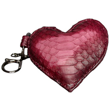 Cargar imagen en el visor de la galería, Burgundy Leather Heart Key Holder and Charm