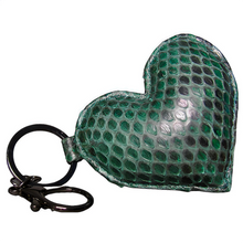 Load image into Gallery viewer, Green Leather Heart Key Holder and Charm
