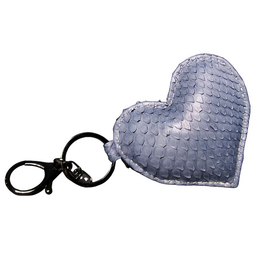 Grey Leather Heart Key Holder and Charm
