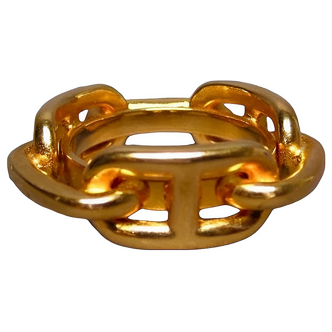 Hermès Chaine D’Ancre Golden Tone Scarf Ring