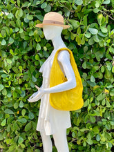 Load image into Gallery viewer, Yellow Stonewash Leather Large Hobo Bag

