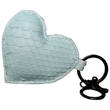 Cargar imagen en el visor de la galería, Teal Leather Heart Key Holder and  Charm