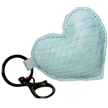 Load image into Gallery viewer, Teal Leather Heart Key Holder and  Charm
