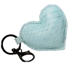 Cargar imagen en el visor de la galería, Teal Leather Heart Key Holder and  Charm