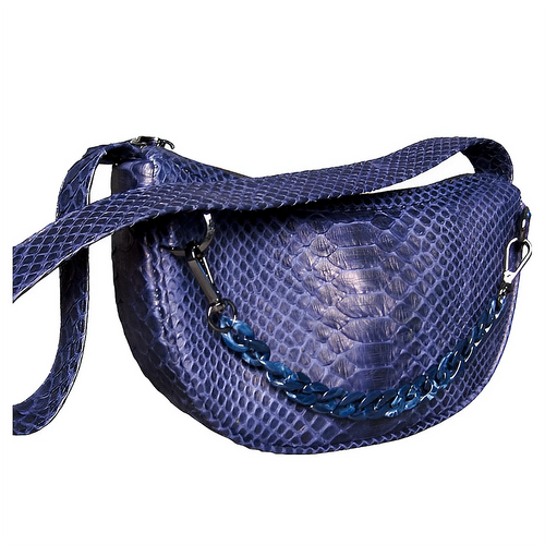 Blue Half Moon Croissant Shoulder Bag