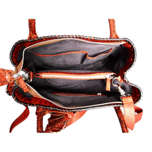 Load image into Gallery viewer, Interior Orange Ochre Tassel Tote Bag
