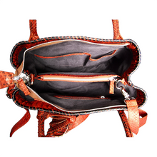 Load image into Gallery viewer, Interior Orange Ochre Tassel Tote Bag