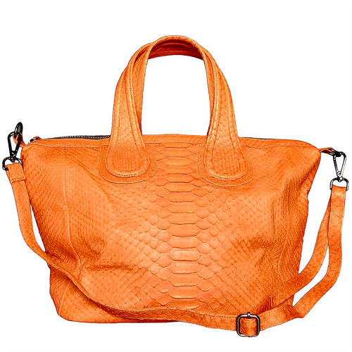 Orange Leather Nightingale Tote Bag