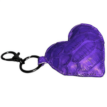 Cargar imagen en el visor de la galería, Purple Leather Heart Key Holder and Charm