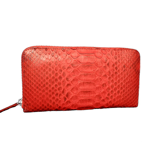Red Leather Zip around Wallet