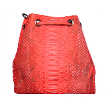 Load image into Gallery viewer, Back Red Stonewash Leather Bucket Shoulder bag
