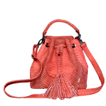 Load image into Gallery viewer, Red Stonewash Leather Bucket Shoulder bag
