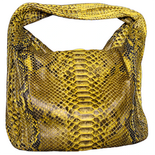 Load image into Gallery viewer, Yellow and Black Leather Hobo Bag
