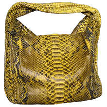Load image into Gallery viewer, Yellow and Black Leather Hobo Bag