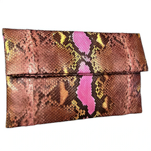 Load image into Gallery viewer, Brown Multicolor Leather Clutch Bag
