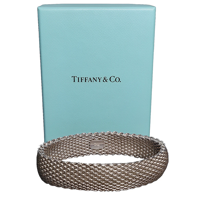 Tiffany Somerset Mesh Sterling Silver Bangle Bracelet