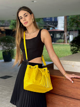 Load image into Gallery viewer, Yellow Stonewashed Bucket Bag
