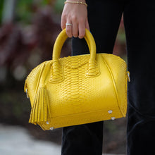 Cargar imagen en el visor de la galería,  Yellow Python Leather Satchel Handbag
