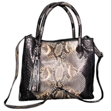 Load image into Gallery viewer, Tassel Multicolor Black Leather Tote Bag
