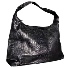 Cargar imagen en el visor de la galería, Black Python Leather Jumbo XL Shoulder Bag
