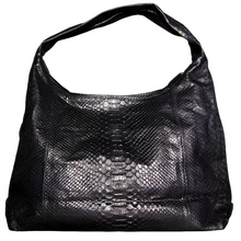 Load image into Gallery viewer, Black Python Leather Jumbo XL Shoulder Bag
