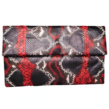 Load image into Gallery viewer, Red and black leather Clutch Bag
