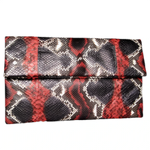 Load image into Gallery viewer, Red and black leather Clutch Bag
