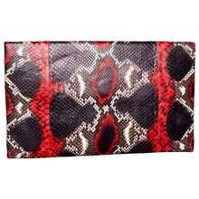 Load image into Gallery viewer, Back Red and black leather Clutch Bag
