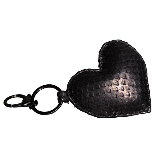 Black Leather Heart Key Holder and Charm
