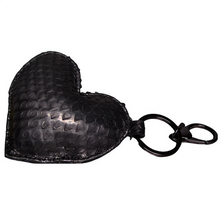 Cargar imagen en el visor de la galería, Black Leather Heart Key Holder and Charm
