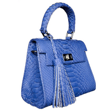 Load image into Gallery viewer, Side Blue Top Handle Satchel Bag

