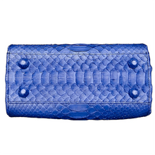 Load image into Gallery viewer, Bottom Blue Python Leather Small Top handle Bag
