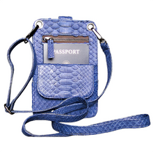 Load image into Gallery viewer, Blue passport Crossbody Bag
