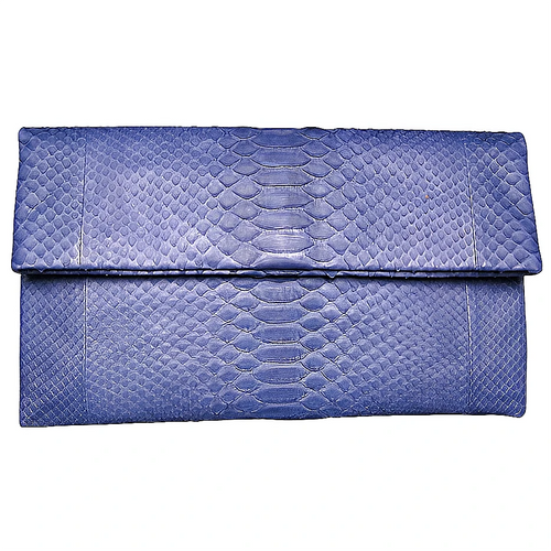 Blue Leather Clutch Bag