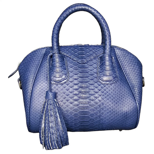 Blue Leather Satchel Bag