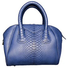 Load image into Gallery viewer, Back Blue Leather Satchel Bag
