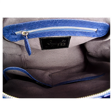 Load image into Gallery viewer, Interior Blue Leather Satchel Bag
