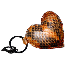 Cargar imagen en el visor de la galería, Brown Multicolor Leather Heart Key Holder and Charm
