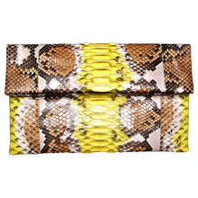 Load image into Gallery viewer, Brown Yellow Leather Clutch Bag
