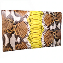 Load image into Gallery viewer, Back Brown Yellow Leather Clutch Bag
