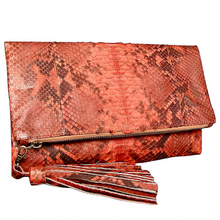 Load image into Gallery viewer, Deep Orange Leather Tassel Clutch Bag
