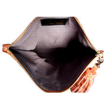 Cargar imagen en el visor de la galería, Interior Deep Orange Leather Tassel Clutch Bag
