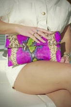 Load image into Gallery viewer, Fuchsia Multicolor Pink Leather Clutch Bag
