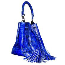 Load image into Gallery viewer, Side Blue Cobalt Bucket Bag
