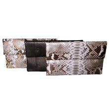 Load image into Gallery viewer, Python leather flap clutch bags
