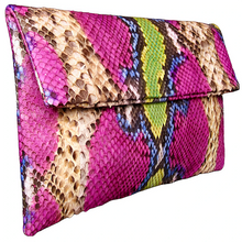 Load image into Gallery viewer, Side Fuchsia Multicolor Pink Leather Clutch Bag
